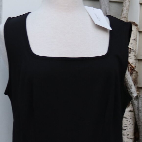 NEW Bloom Chic Black Sleeveless Square Neck Poly Knit A-Line Full Dress Sz 14/16 - Picture 2 of 8